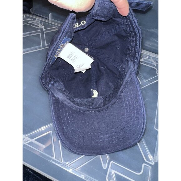 POLO RALPH LAUREN Adult Adjustble Baseball Cap Navy Blue Yellow Pony Hat One Sz - Picture 6 of 8